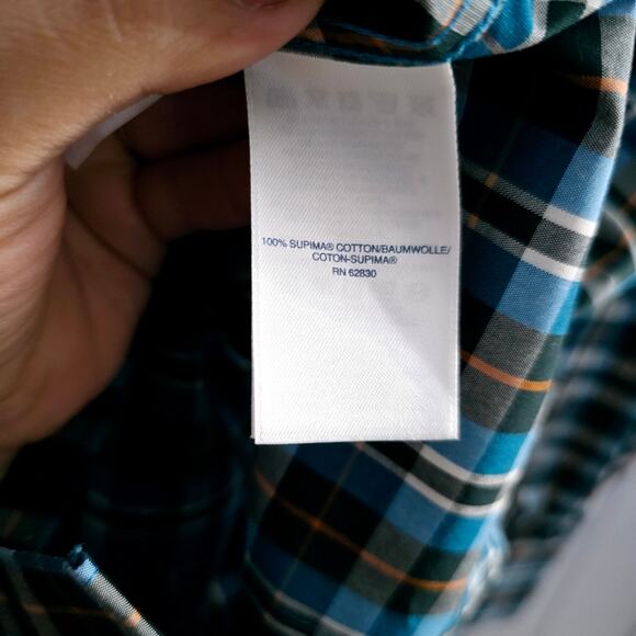 Lands' End Plaid Button Down Supima Cotton Shirt size 10 Petite Western - Picture 6 of 9